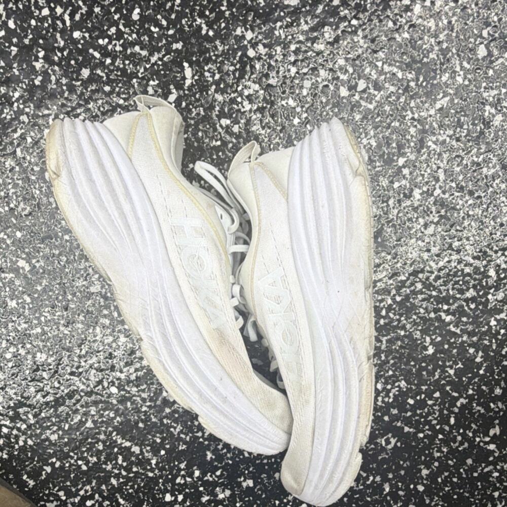 Hoka One One Bondi 8 White Men's Athletic Sneakers Lace Up 2023 1127952-WWH